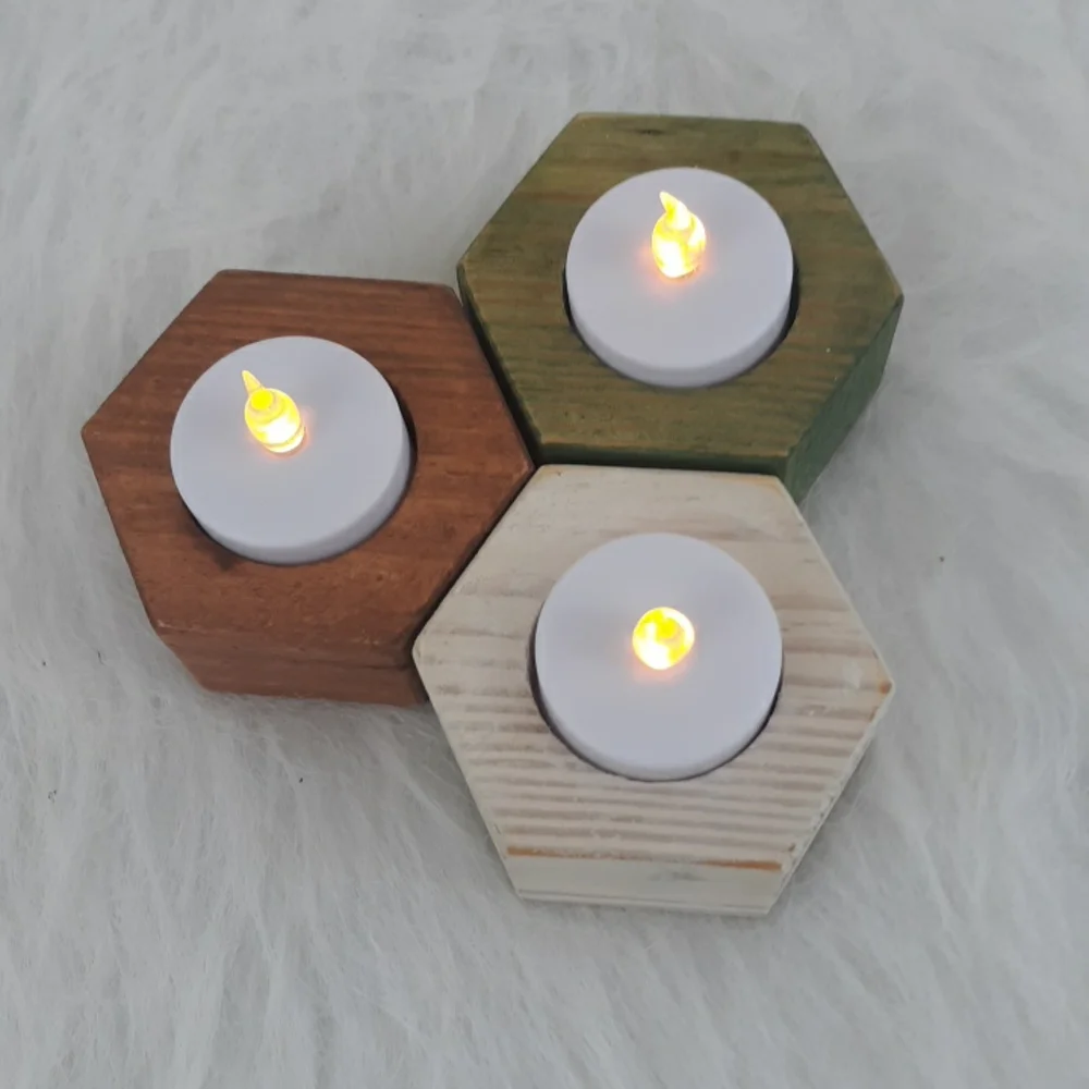 Rustic Handcrafted Led Candle Set - Picture 2 of 3